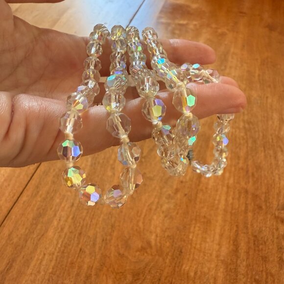 Vintage Rainbow Faceted Crystal Small Beads Hand-Strung Knotted Long Necklace - Picture 10 of 10